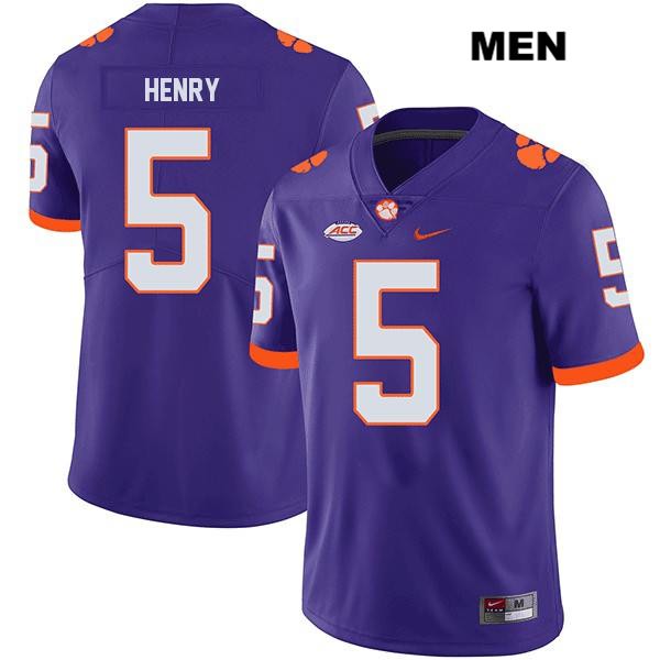Men's Clemson Tigers #5 K.J. Henry Stitched Purple Legend Authentic Nike NCAA College Football Jersey GDS8446HW
